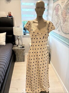 Camilla Cream Maxi Dress with Black Polka Dots